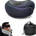 Neck Travel Pillow,Travel Pillow Airplane Memory Foam Airplane Pillow 360 Degree Support Neck Pillow,Compact and Ergonomic Design for Traveling, Airplanes, Offices, CarNavy Blue