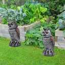 Hedoc 2 Pack Fake Owl Decoys to Scare Birds Away, Rotating Head Bird Deterrents, Nature Enemy Scarecrow Plastic Statues, Pest Repellent for Gardens and Patios