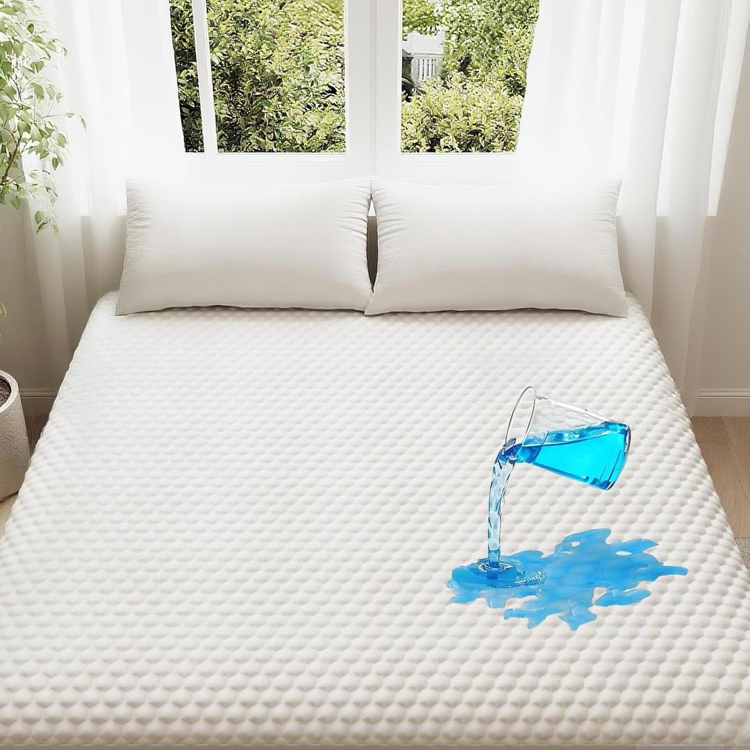 OhGeni 100% Waterproof Mattress Protector, King Size Mattress Pad, Fits 6"-20" Mattresses with Deep Pocket, Cooling, Breathable Fitted Sheets, Soft Bed Cover, Noiseless, Machine Washable (White)