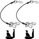 Dog Seat Belt Harness for Car,2pcs Dog Seatbelt of Coated Wire Leash Safety Restraint,No Chew Tether Cable Vehicle Dog Accessories,Double Clips & Latch (2 Pack Black, 16 inch/40 CM)