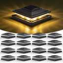 VOLISUN Solar Fence - Post Lights, Solar Cap Light Outdoor Waterproof 16pack, Black Deck Cap Light for 4x4 5x5 6x6 Wooden/Vinyl Post