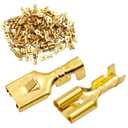 Baomain Female Spade Quick Splice Crimp Terminals 6.3mm Crimp Connector Non Insulated 100 Pcs
