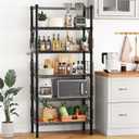 FUTASSI Metal Storage Rack, Storage Organizer Shelves for Kitchen, Bathroom, Living Room, Balcony and Garage, 5 Tiers Narrow Bookshelf, 21.2" W x 9.4" D x 59.2" H, Load 400lbs, Black