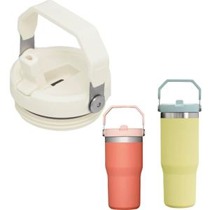 2PC Replacement 20oz and 30oz Leak Proof Tumbler Lid With Straw - Fit For Stanley Adventure Quencher H2.0 30oz, 20oz With Handler and 20oz Without Handle Tumbler (Cream, 20OZ AND 30OZ)