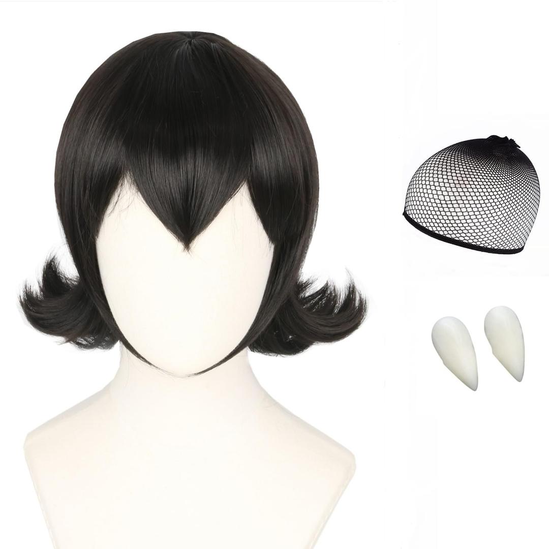 Topcosplay Womens Wigs Black Short Flip Bob Hair Wig Halloween Costume Cosplay Wig (Woman)