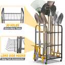 Ultrawall Garden Tool Organizer Stand, Yard Tool Storage Rack with Lockable Wheels, Garage Tool Storage for Rake, Brooms, Indoor & Outdoor Use