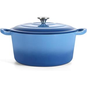 TeamFar Enameled Cast Iron Dutch Oven, 7qt Dutch Oven Pot Nonstick Cookware with Lid & Dual Handles for Bread Baking, Cooking, Oven Safe up to 500 & Various Stovetops, Healthy & Heavy Duty - Blue TeamFar Enameled Cast Iron Dutch Oven, 7qt Dutch Oven Pot Nonstick Cookware with Lid & Dual Handles for Bread Baking, Cooking, Oven Safe up to 500 & Various Stovetops, Healthy & Heavy Duty - Blue