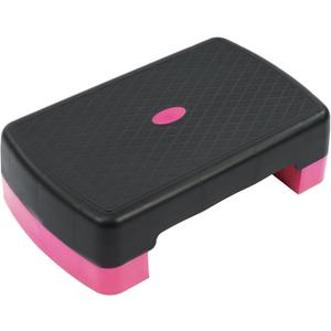 Fitvids Aerobic Step Platform Trainer with Adjustable 2-Level Risers, 400 Pound Weight Capacity  Non-Slip Exercise Stepper for Cardio, Strength, and Fitness Workouts, 18-Inch, Multiple Colors (Black and Pink)