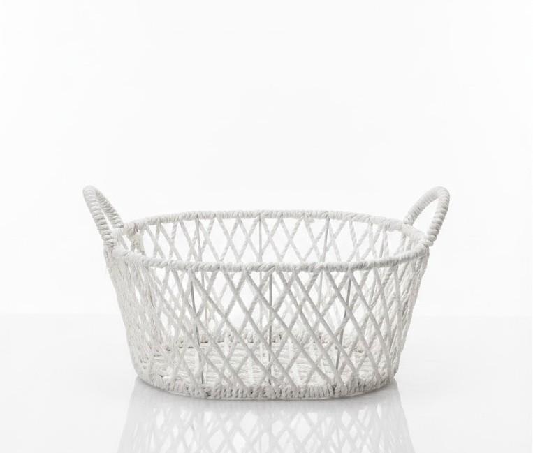 White Woven Rope Basket Lattice Design 1 Pack, Size: 8 x 14 