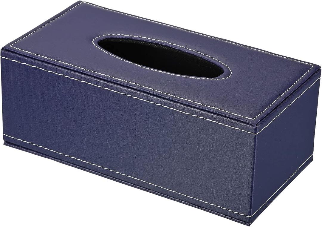 PATIKIL 9.4x4.7x3.7" Tissue Box Cover, PVC Leather Rectangle Waterproof Napkin Paper Towel Dispenser Holder for Countertop Home Office Car, Blue
