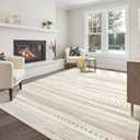 Boraya Area Rugs for Living Room: 8x10 Washable Boho Rug for Bedroom Large Neutral Bohemian Moroccan Farmhouse Geometric Dining Room Rugs Ultra Soft Floor Carpet Indoor for Home Office - Brown