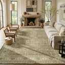 Lofus 9x12 Washable Area Rug for Living Room, Non-Slip Brown Boho Carpet