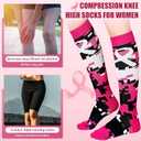 Xtinmee 24 Pairs Breast Cancer Awareness Socks Pink Ribbon Football Camo Breast Cancer Socks for Women (Small, Bright Colors)