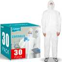 FURWEY Hazmat Suits,30Pack Disposable Coveralls,Heavy Duty Full Body-L | Protective Coveralls, Heavy Duty, Full Body Painters Suit, Elastic Wrists Ankles Hood, Men & Women, 5 Sizes
