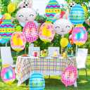 2 x Easter Egg Balloons, Easter Decorations with Easter Bunny Balloons and Colorful Egg Balloons, Easter Party Decorations (Colorful Egg)