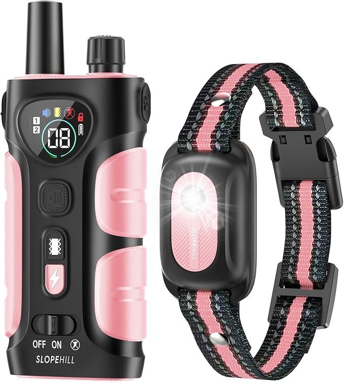 SLOPEHILL Dog Shock Collar,4200FT Dog Training Collar with Remote,Pink | IP68 Waterproof e Collar with Beep,Vibration,Safe Shock,Light,No Shock Mode,Shock Collar for  Dog 