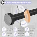 Black Shower Curtain Rod 18 to 49Inch:Small Spring Tension Shower Rods for Bathroom Kitchen Doorway,Modern Heavy Duty Adjustable Tension Shower Curtain Rod No Drilling No-Slip Easy Install,Black