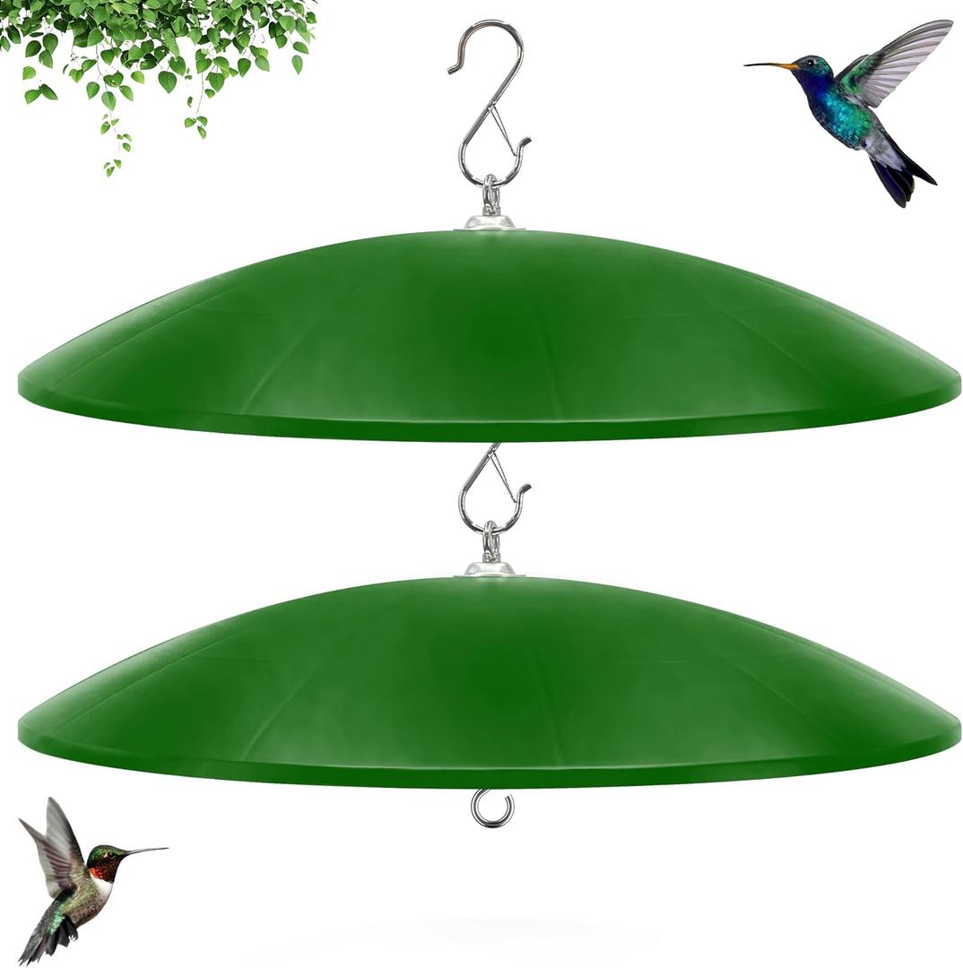 19.25-Inch Extra Large Squirrel Baffle,Hummingbird Feeder Shade Dome Cover, Bird Feeder Rain Guard, Hanging Squirrel Proof for Shepherd's Hook Outdoors (Green) 2 Pack