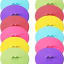 Hoolerry 12 Sets Silicone Cup Covers Multicolored Silicone Cup Lids Mug Cover Outdoor for Hot Drinks, Tea, Coffee, 6 Colors(Round,Bright Color)