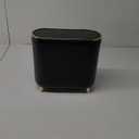 Bathroom Trash Can with Lid 3.1 Gallon Narrow Trash Can Small Plastic Trash Bin 12 Liter Rectangular Plastic Garbage Can with Press Type Lid for Bedroom Bathroom (Blackwhite)