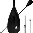 SUP Paddle - 3-Piece Adjustable Aluminium SUP Paddle with Glass Fiber Blade for Surfing, Floating, Water Sports (Black)