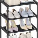 4 Tier Small Shoe Rack, Narrow Stackable Kids Toddler Adult Shoe Storage Organizer Shelf for Closet Floor Entryway Bedroom, Space Saver Shoe Rack Organization Shelves