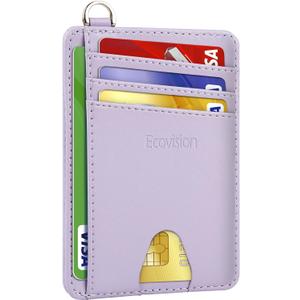 Slim Minimalist Front Pocket Wallet, RFID Blocking Credit Card Holder Wallet with Detachable D-Shackle for Men Women, Purple