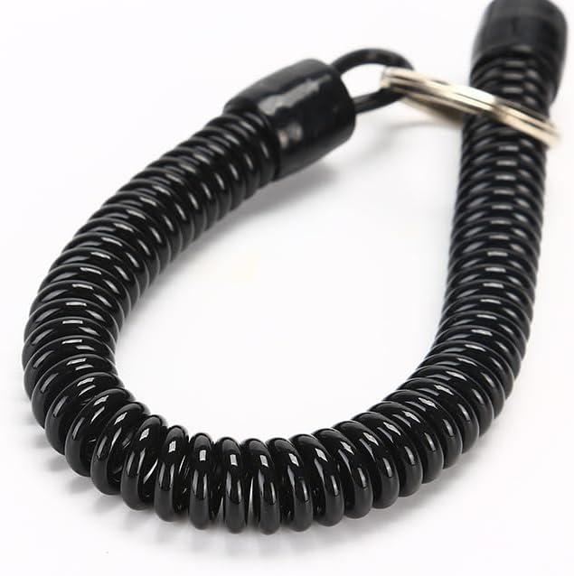 2 x Black Elastic Ropes Retractable Coil Springs Keychain, Anti-lost Key Chain Holder Clasp for Keys Wallet Cellphone and Other Badge Holders Identification Badges and Supplies