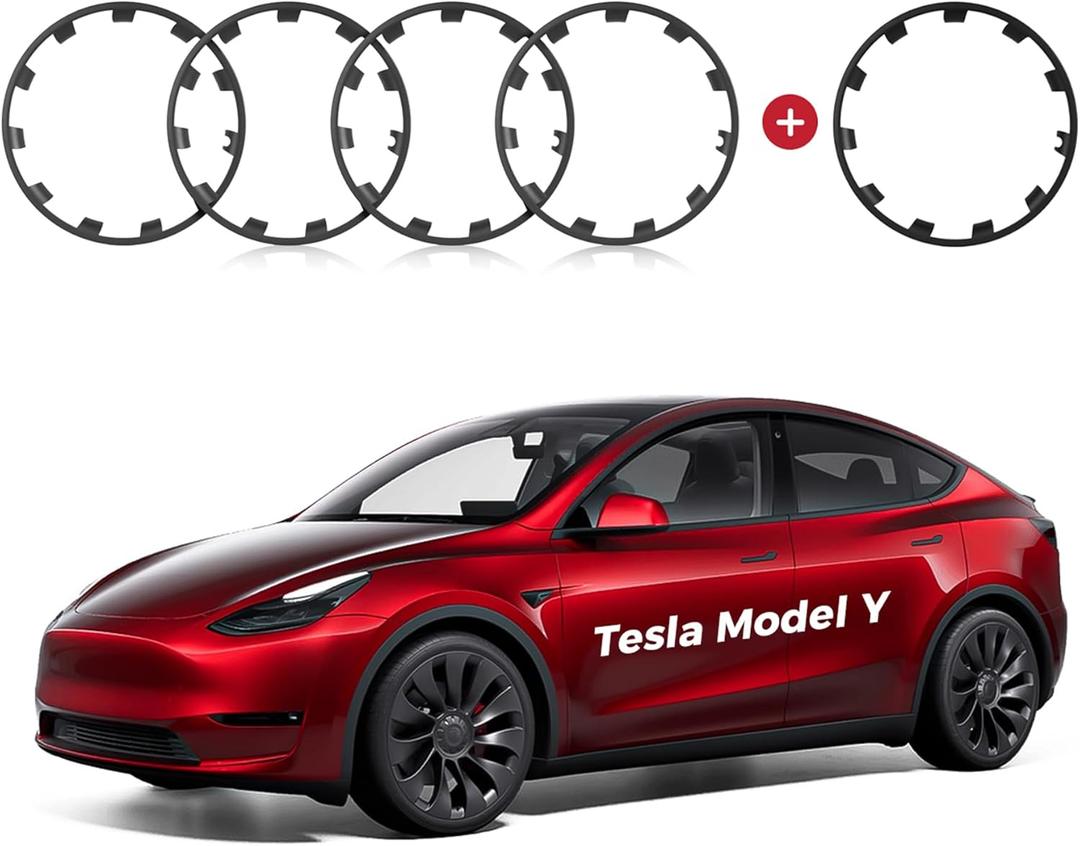 5pcs All-in-one Wheel Rim Protector for Tesla Model Y 21'' Uberturbine Wheel - Strips for Curb Rash Prevention - Set of 5 Rim Protector Easy to Install(Gunpowder,21'',5pcs)