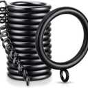 24 PCS Curtain Rings, 1.5 Inch Thickened Curtain Rings Metal Drapery Ring for Curtain Rods Black