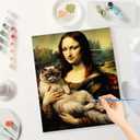 Mona Lisa and Cat Paint by Numbers Kit for Adults - DIY Classic Painting on Canvas 16x20 Inches, Acrylic Paint Set, Suitable for Beginners, Art for Home Decoration or Gifts