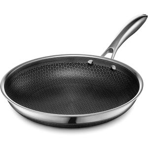 HexClad Hybrid Nonstick 10-Inch Frying Pan, Stay-Cool Handle, Dishwasher-Friendly, Oven-Safe Up to 900F, Induction Ready, Compatible with All Cooktops