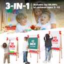 JOYOOSS Kids Wooden Easel with Paper Roll - Adjustable Magnetic Double Sided Drawing Board Whiteboard & Chalkboard Dry Easel Board,Children Art Easel for 3~12 Years Kids Boys Girls Painting Drawing