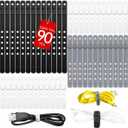 AROIC 90Pcs Silicone Cable Ties with 3 Sizes,Reusable and Washable with Adjustable Locking Buckle Design, Cord Organizer for Home, Office, Travel Essential, School (3 Colors)