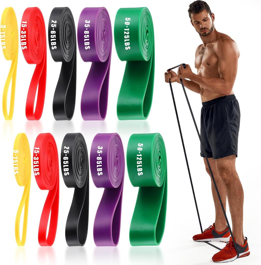 Foilswirl 10 Pcs Resistance Bands Pull Up Assistance Bands Heavy Duty Exercise Stretch Bands 15 to 125 Pounds for Men Women Workout Training Yoga Physical Therapy