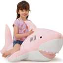 MorisMos 51inch Giant Shark Stuffed Animal, Large Shark Plush Toy Pillow Gift for Kids, Girlfriend, Pink