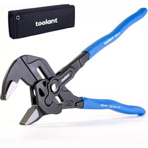 toolant 12-INCH Plier Wrench, CR-V Construction Adjustable Wrench With Pouch, Black Finish Smooth Jaw Pliers, Parallel Jaws with Comfortable Grips, Suitable for All Types of Nuts, Water Pipes, etc