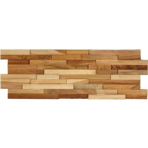 Bare Decor EZ-Wall 3D Mosaic Tile in Solid Teak Wood, Set of 10 Natural Finish Tiles  19,5"x7,5"