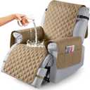 TAOCOCO 100% Waterproof Recliner Covers, Recliner Sofa Covers with Leg Straps, Reversible Recliner Couch Cover for Reclining Chair, Washable Couch Protector for Pets Kids(1 Seater 28", Camel)