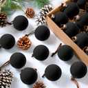 Palonu 24 Pcs Velvet Christmas Balls, 3.15 Inch Flocked Ornaments with Velvet Ribbons, Shatterproof Plastic Christmas Bulbs Ornaments for Family Holiday Wedding Party Xmas Hanging Decoration(Black)