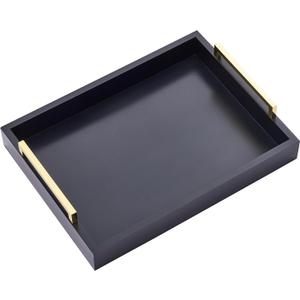 16"x12" Serving Trays with Handles, Black Decorative Serving Tray, Ottoman Trays for, Living Room, Bathroom, and Outdoors Decorative Trays (Black)