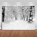 Mocsicka Winter Snowing Backdrop White Frozen Forest Path Photography Background Winter Backdrops for Children Photoshoot Home Party Decoration Photo Studio Props (10x7ft)