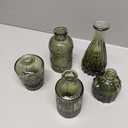 SUPMIND Glass Bud Vase Set of 5, Green Small Flower Vases for Centerpieces in Bulk, Mini Vintage Vase for Rustic Wedding, Home,Table Decoration