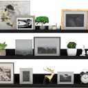 Giftgarden 36 Inch Black Floating Shelves for Wall Woodgrain Picture Ledge Large Photo Shelf for Bedroom Living Room Kitchen Bathroom Storage Shelving, Set of 3 Different Sizes