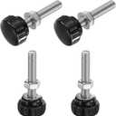 uxcell 4 Sets Knurled Knobs Thumb Screws with Nuts Washers, Metric M8 x 45mm Male Thread 25mm Plastic Head, 304 Stainless Steel Stud Hand Knobs Clamping Thumbscrews Handles, Black