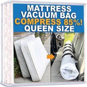 Mattress Vacuum Bag for Moving, Vacuum Seal Mattress Bag for Memory Foam or Inner Spring Mattresses, Compression and Storage for Returns, Leakproof Valve and Double Zip Seal (Queen/Full/Full-XL) (Clear)