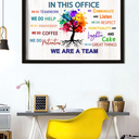 In This Office We Are A Team Wall Decor 24x18 Inch Frame Office Inspirational Wall Art, Motivational Teamwork Wooden Hanging Sign