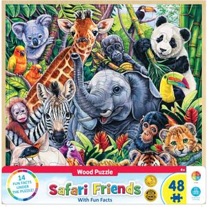 Masterpieces 48 Piece Fun Facts Jigsaw Puzzle for Kids - Safari Friends Wood Puzzle - 12"x12"