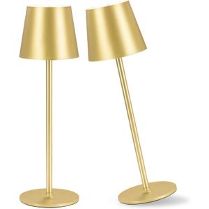 IMQSQIK 2 Pack Cordless Table Lamp, 5000mAh Portable Rechargeable LED Desk Lamp (Gold)