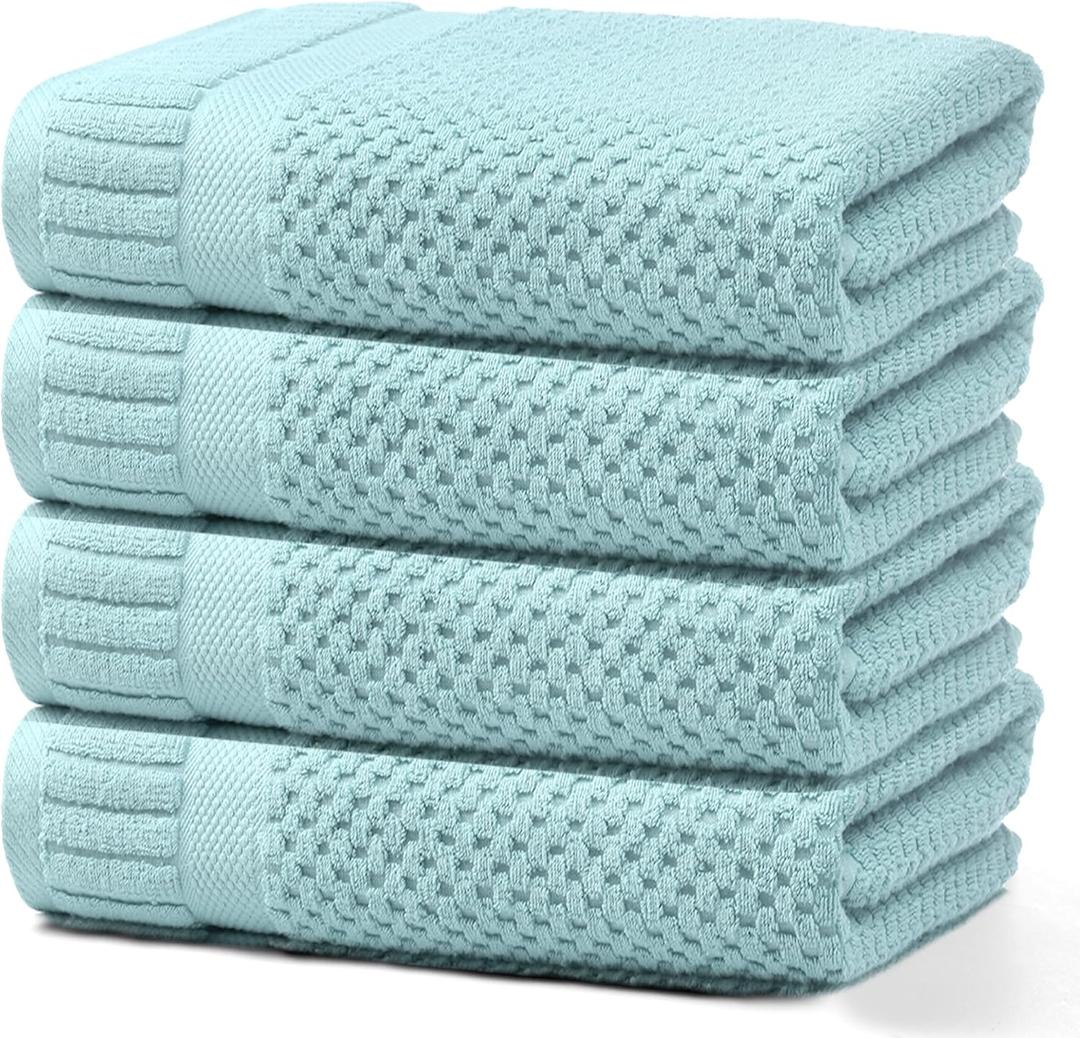 100% Cotton Bath Towels for Bathroom,Highly Absorbent Bath Towels Set Quick Dry,Luxury Soft Towels for Hotel(4 Piece,Mint)